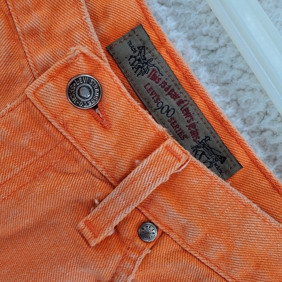 Vtg Levis 569 Orange Jeans Hi Rise Taper Crop Denim Ws 12 29x24 900 Series 12/92 - Picture 12 of 16